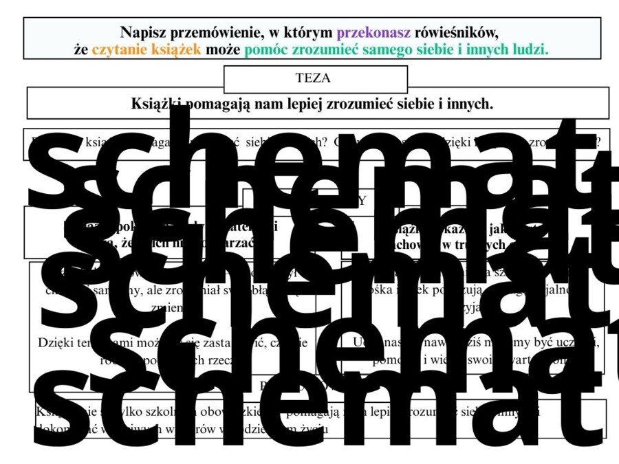 WZORCOWE PRZEMÓWIENIE NA EGZAMIN ÓSMOKLASISTY + SCHEMAT gratis