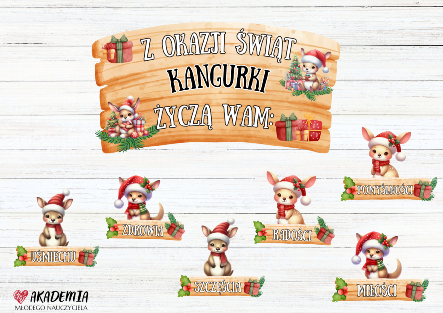 Zestaw życzeń świątecznych grupa kangurki