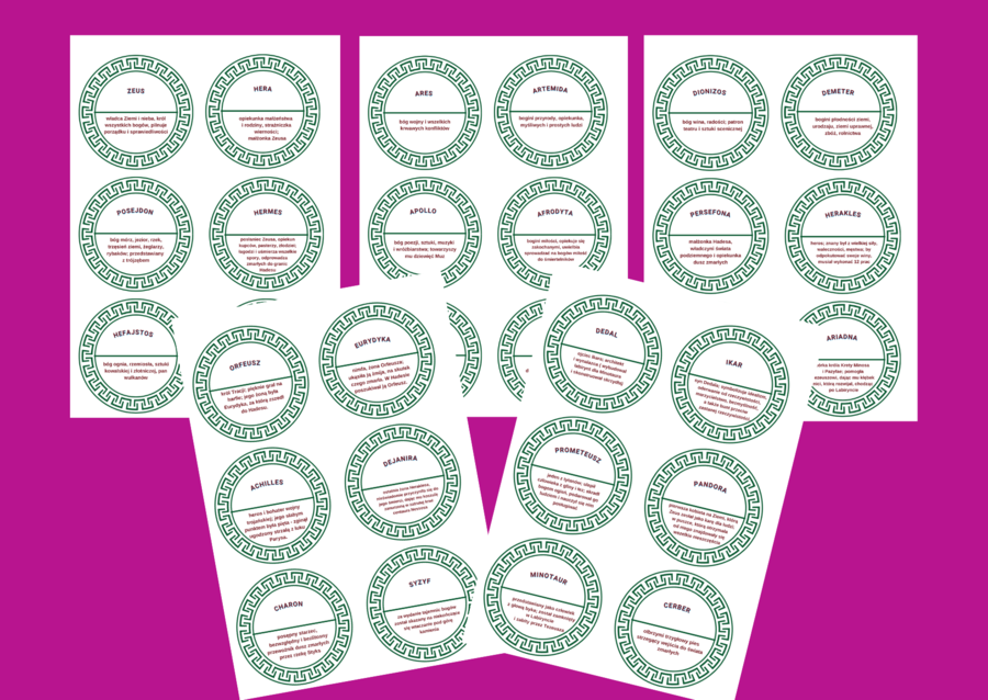 BOGOWIE i BOHATEROWIE MITÓW GRECKICH – mity – mitologia - układanka