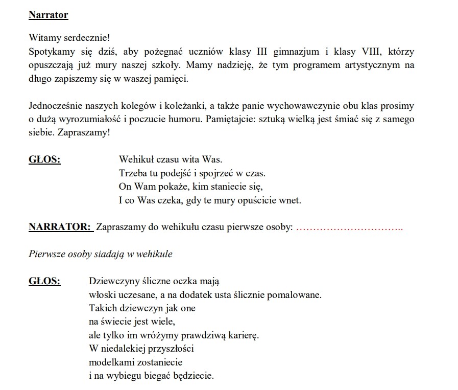 Pożegnanie absolwentów