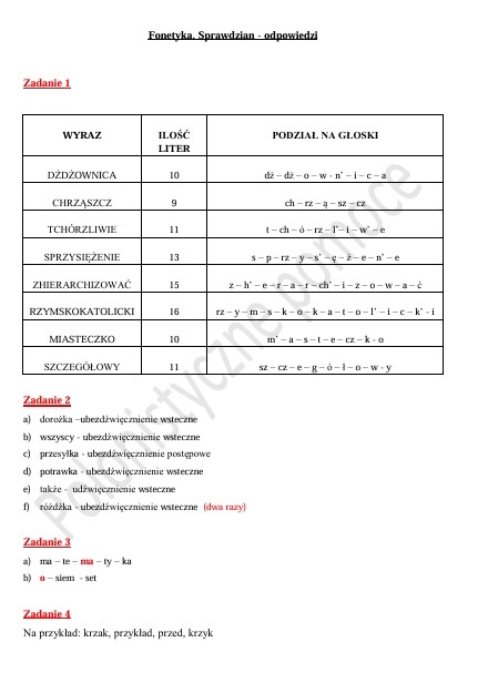 Sprawdzian wiadomości z fonetyki