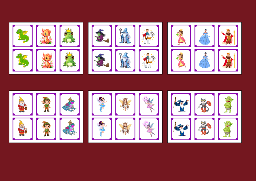 DZIEŃ POSTACI Z BAJEK – biblioteka – świetlica – przedszkole - MEMORY - 36 szt.