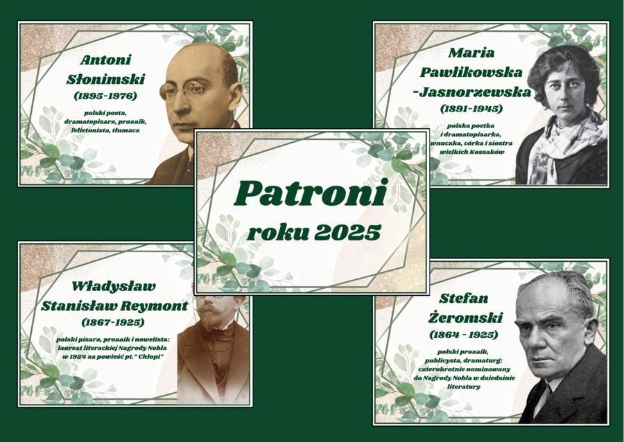 PATRONI ROKU 2025 – gazetka – biblioteka – język polski – 11 stron – wersja 1