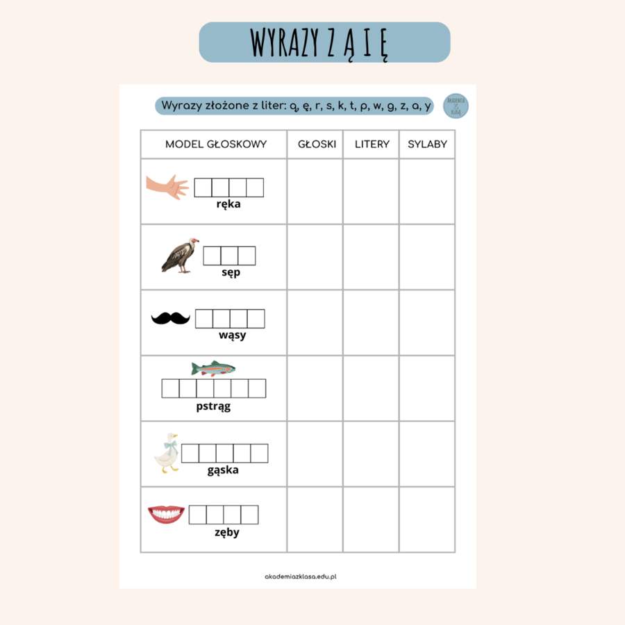 MODELE GŁOSKOWE WYRAZÓW, SYLABY GŁOSKI, LITERY - PAKIET NA CAŁY ROK