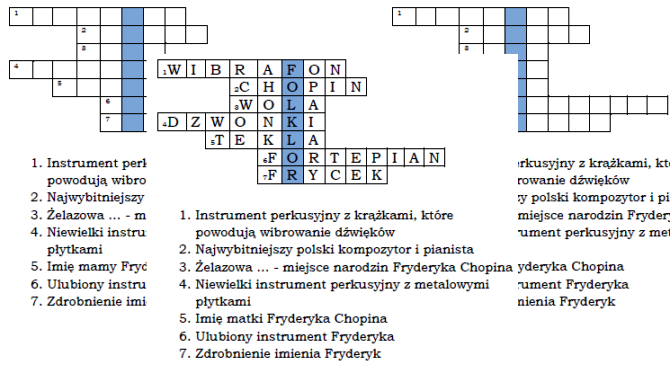 Logogryf z hasłem folklor dla klasy 4