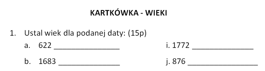 Kartkówka - czas w historii