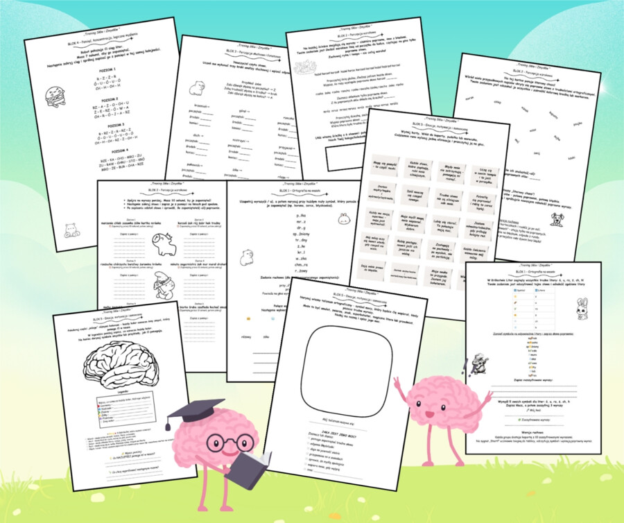 TRENING SŁÓW I ZMYSŁÓW 50 kart pracy dla uczniów z dysleksją i dysortografią