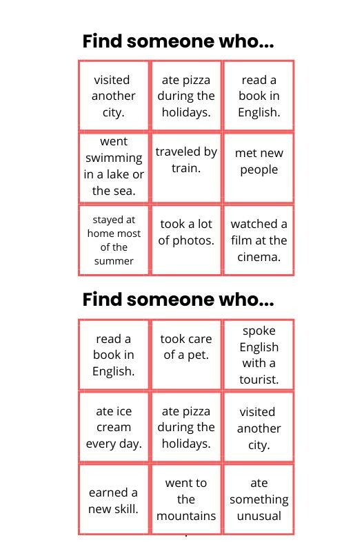 Find someone who- summer edition, gra, zabawa, integracja