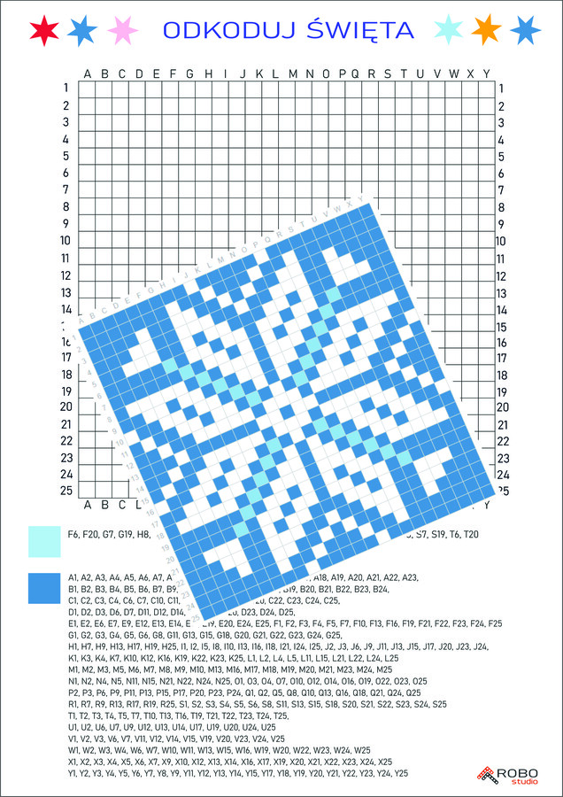 Kodowanki zimowe, świąteczne, mikołajkowe- trudne- dyktando graficzne, kolorowanka, kodowanie, zima, Boże Narodzenie, Mikołaj