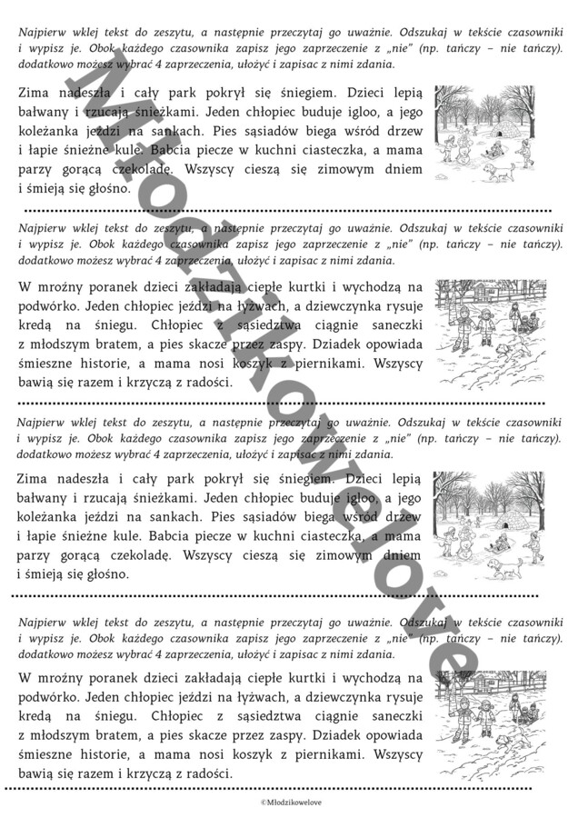 Czasownik w roli głównej- ćwiczenia sprawdzające zrozumienie