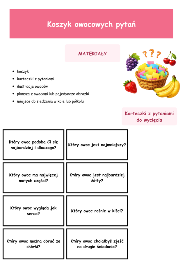 Owoce. Karty pracy