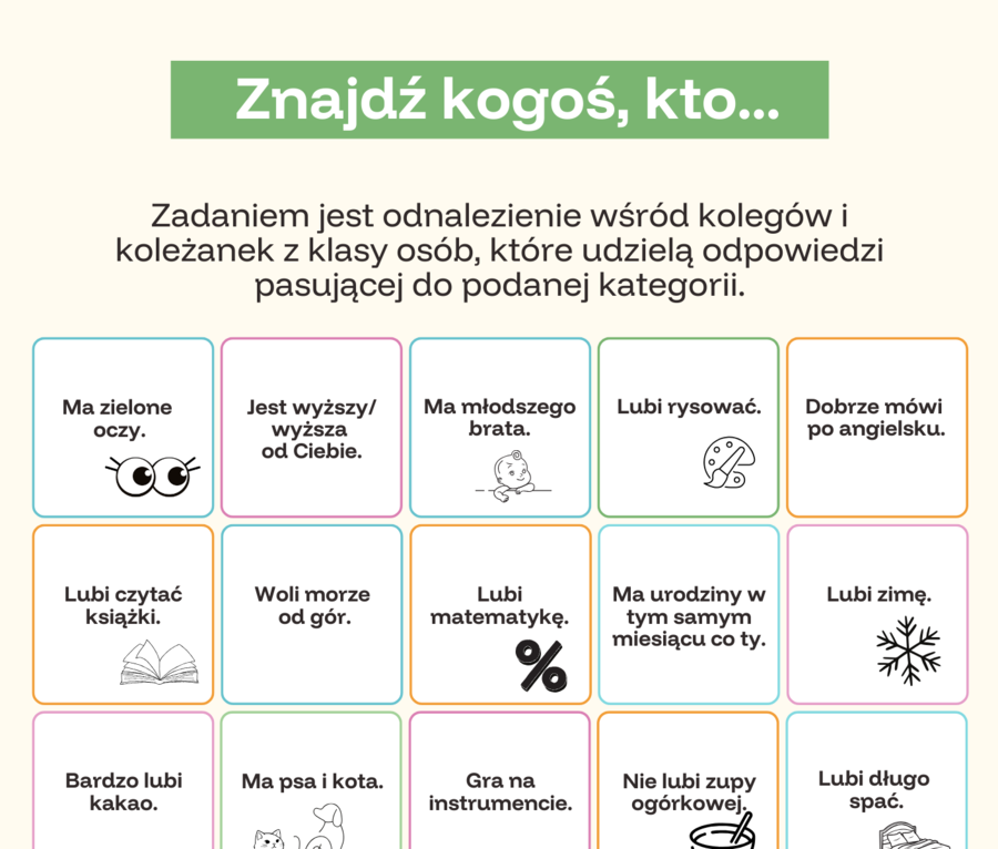 Karta pracy "Znajdź kogoś, kto"
