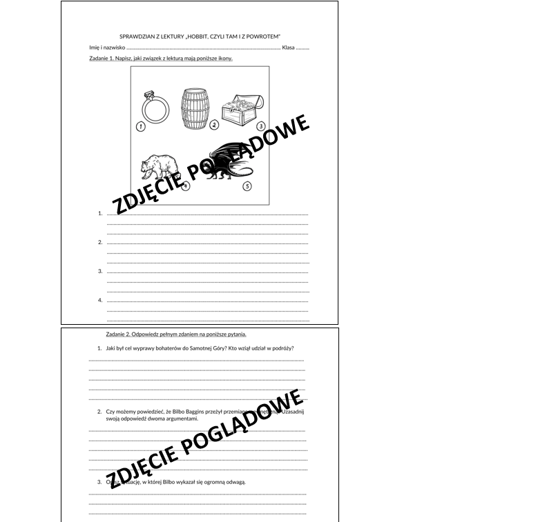 Sprawdzian otwarty z lektury "Hobbit, czyli tam i z powrotem"