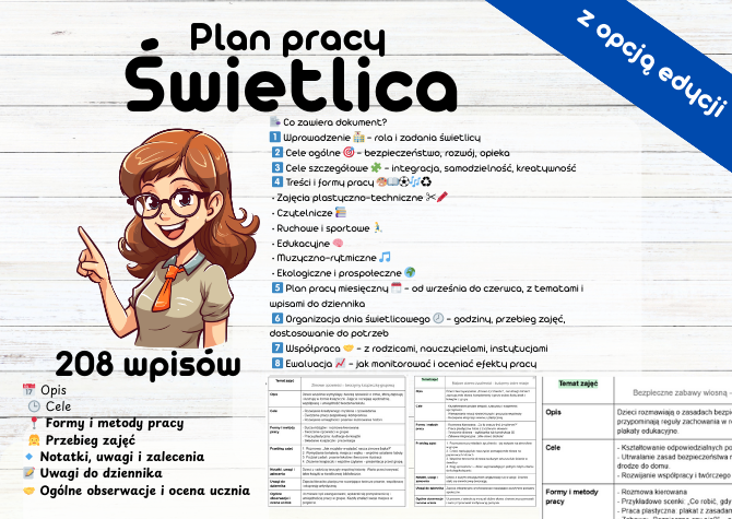 Plan Pracy - Świetlica Tematy zajęć Wpisy do dziennika, inspiracje, pomysły