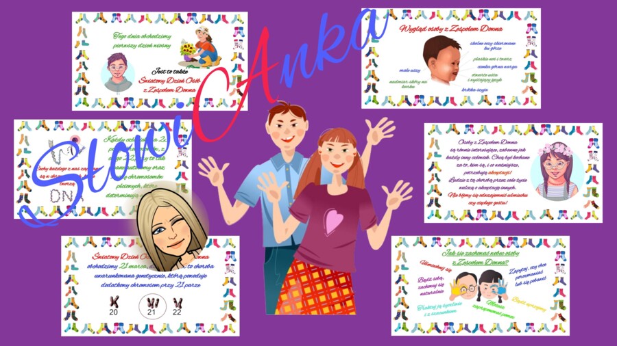 Dzień Kolorowej Skarpetki (Światowy Dzień Zespołu Downa) - ZESTAW: napis + gazetka + gra skojarzeniowa "Porzekadła"