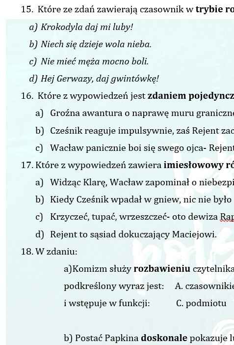 ZEMSTA ALEKSANDRA FREDRY - ZESTAW ZADAŃ JĘZYKOWYCH. Zbiór ćwiczeń dla uczniów klas 7-8
