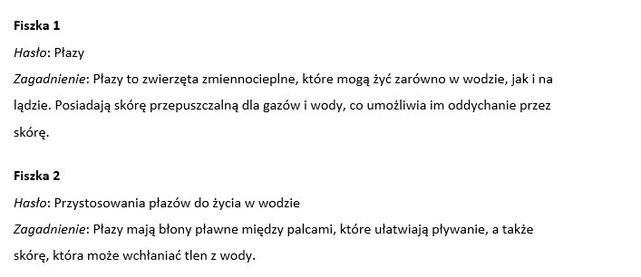 Fiszki- różnorodność życia (płazy i gady)