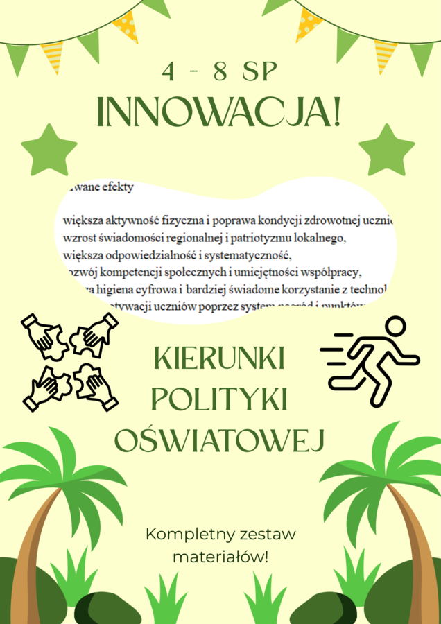 Innowacja pedagogiczna 2025/2026 - wpisuje się w kierunki Polityki Oświaty! 4 - 8 SP