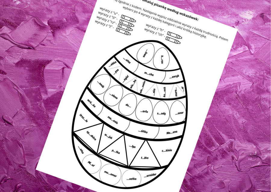 WIELKANOCNA kolorowanka ortograficzna - Wielkanoc – ortografia