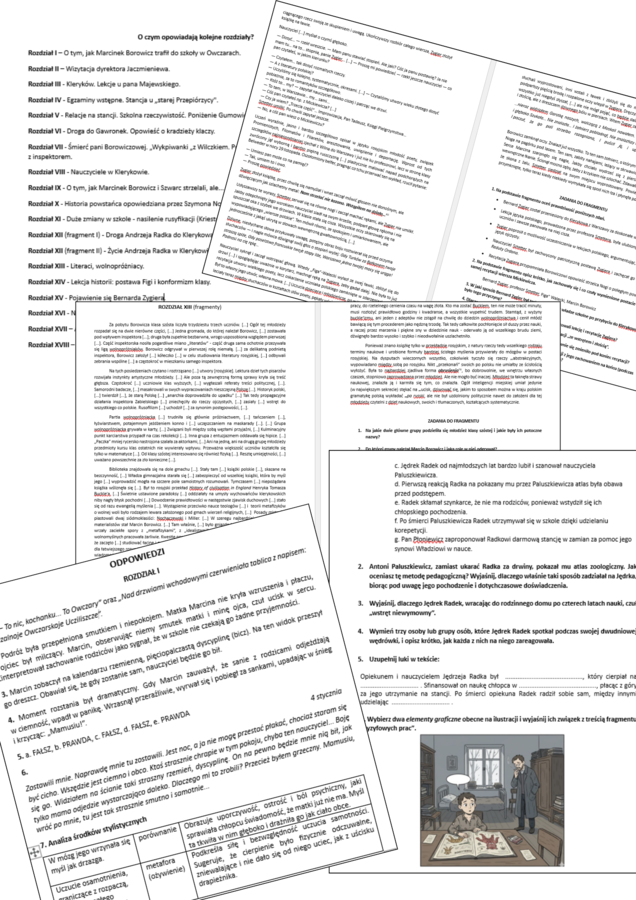 Syzyfowe prace - fragmenty, zadania, odpowiedzi