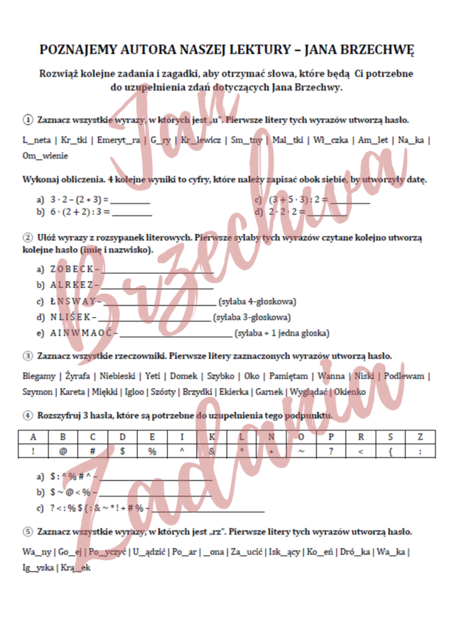 "AKADEMIA PANA KLEKSA": Jan Brzechwa - poznajemy autora *ŁAMIGŁÓWKI*