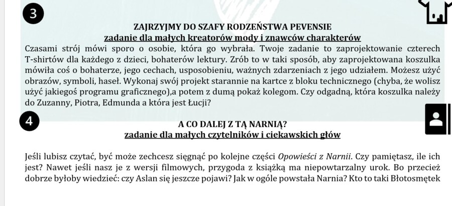 INTERDYSCYPLINARNE ZADANIA LEKTUROWE: MIKOŁAJEK, AKADEMIA PANA KLEKSA, OPOWIEŚCI Z NARNII