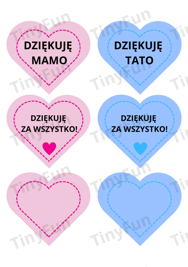 Słoik Wdzięczności dla Mamy i Taty -  80 karteczek DIY do wycięcia