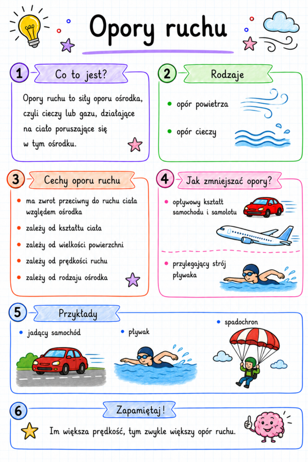 Notatki, które uczą – Fizyka cz. 5 | klasa 7 | Dynamika | Zestaw notatek graficznych