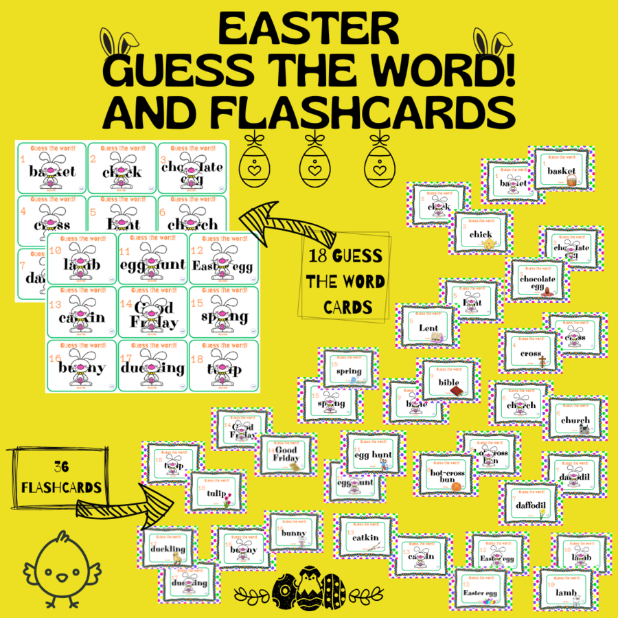 EASTER GUESS THE WORD! CARDS AND FLASHCARDS