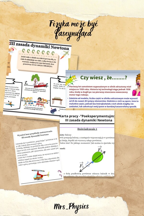 kl. 7 (SP) Temat: III zasada dynamiki Newtona. Zjawisko odrzutu (zestaw gotowej lekcji: graficzna karta pracy, prezentacja multimedialna oraz karta doświadczeń).