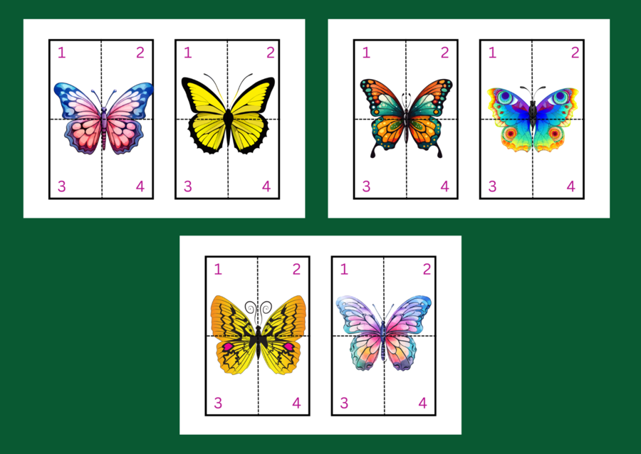DZIEŃ MOTYLA – puzzle – układanka- układanki – WIOSNA - biblioteka – świetlica – przedszkole – 12 wersji