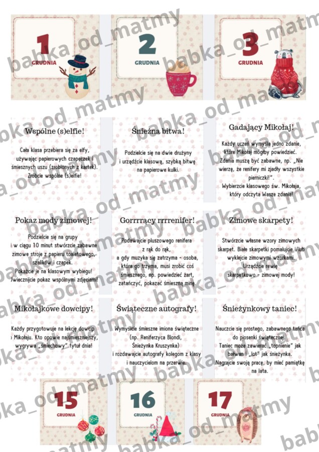 Kalendarz adwentowy dla całej klasy!