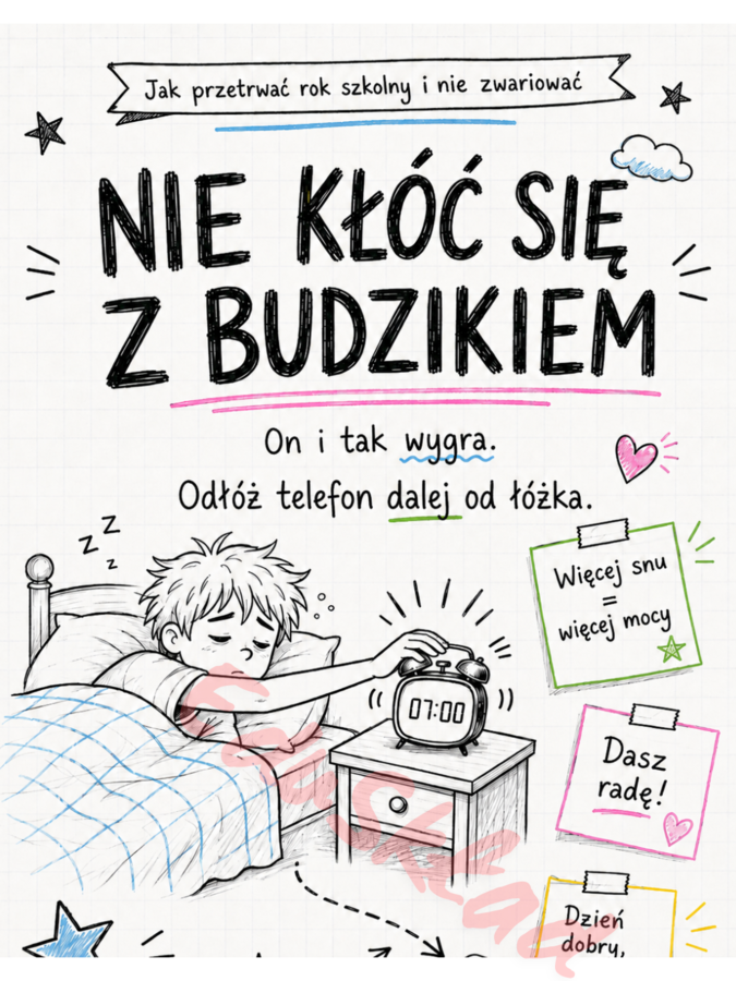Jak przetrwać rok szkolny i nie zwariować – gazetka ścienna w stylu zeszytowym
