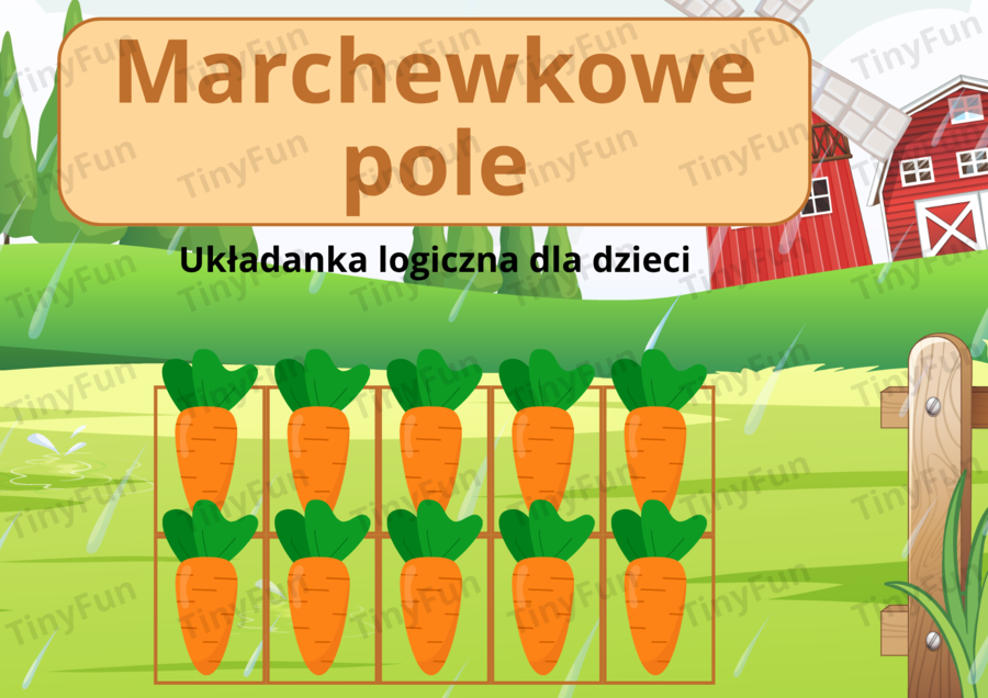 Marchewkowe pole – układanka logiczna dla dzieci