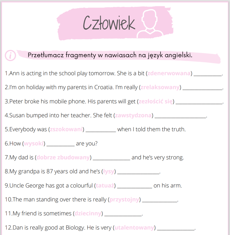 Karty do tłumaczenia - angielski