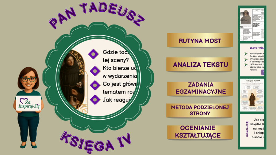 Pan Tadeusz - księga IV- scenariusz lekcji, prezentacja, karty pracy, zadania