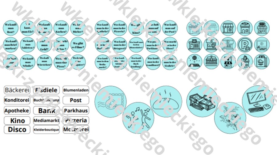 Gra: słownictwo - Miejsca w mieście - język niemiecki