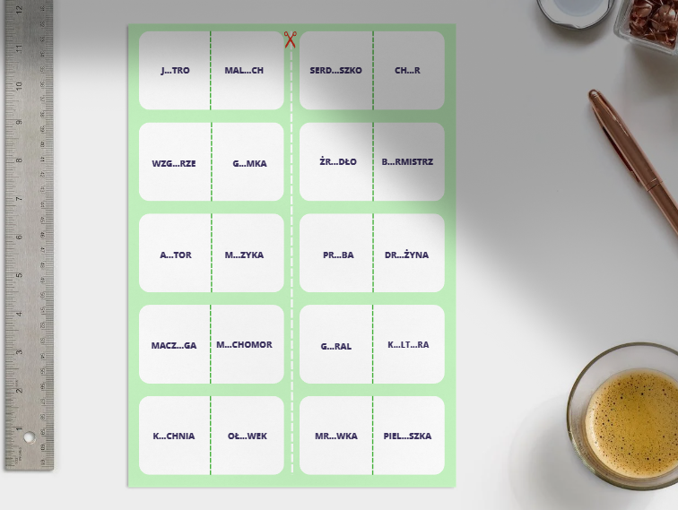 Ortograficzne domino - ,,ó'' oraz ,,u''.