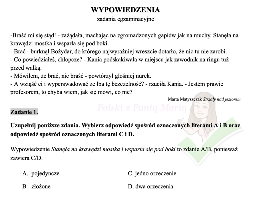 Wypowiedzenia - zadania egzaminacyjne