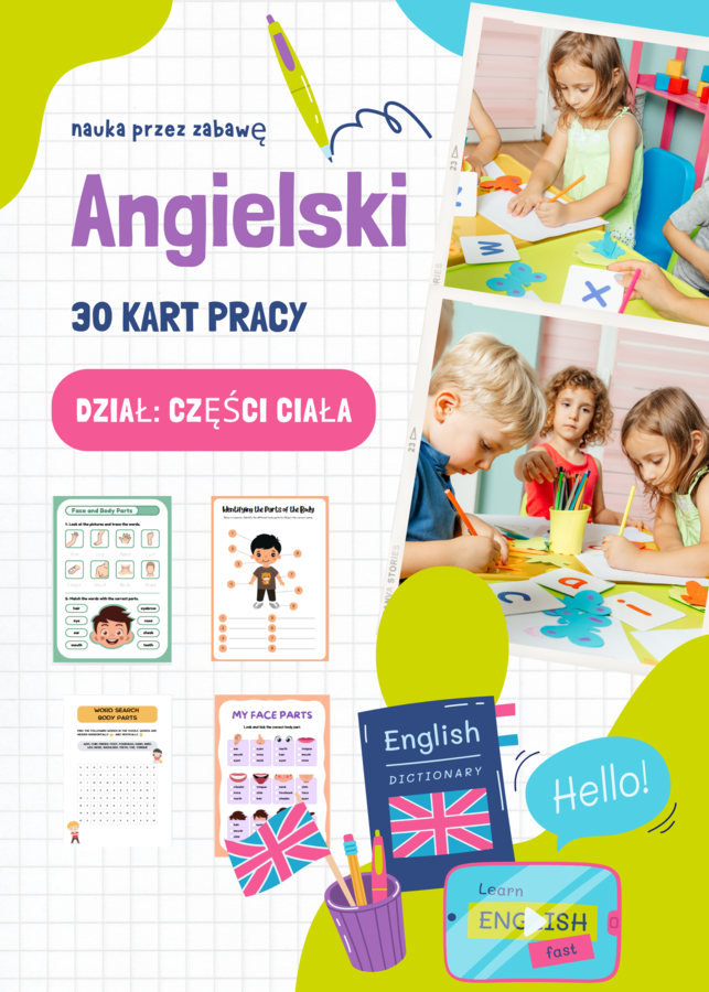 Angielski – części ciała 👧👦 📘 30 kart pracy