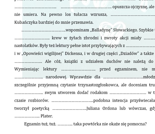 DYKTANDO - LEKTURY ÓSMOKLASISTY