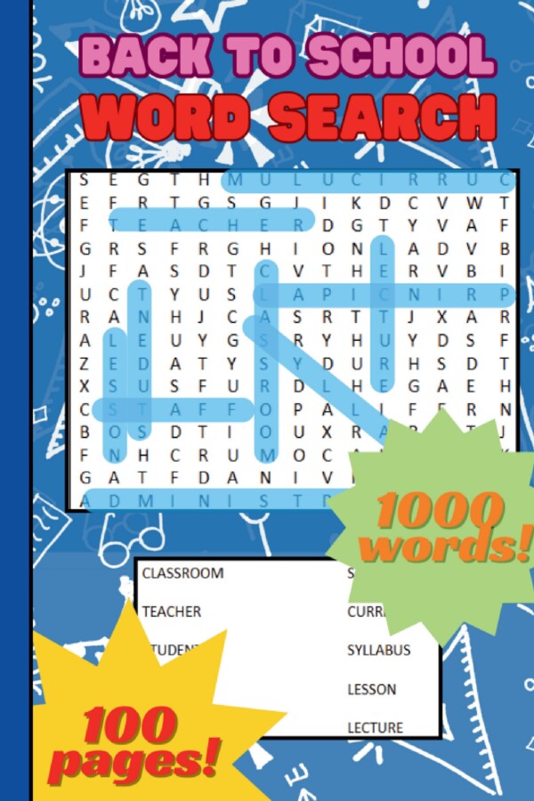 100 stron!!! WORDSEARCH Wykreślanka BACK TO SCHOOL [słówka ang. kojarzone ze szkołą]