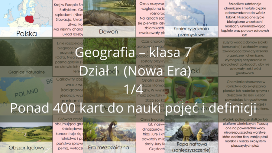 Dopasowywanka geograficzna – dział 1, klasa 7 | ponad 400 kart pracy