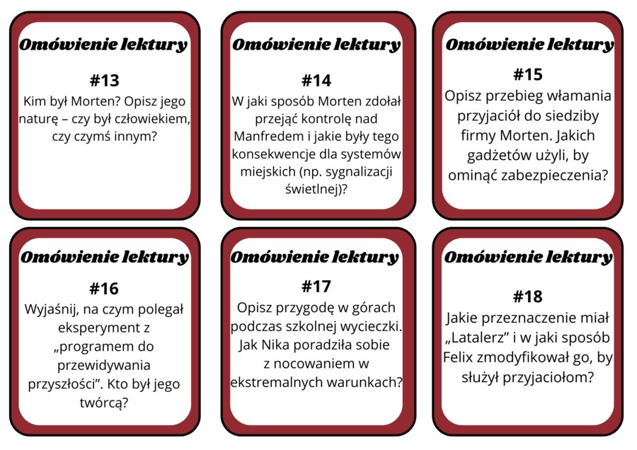 Felix, Net i Nika oraz Gang Niewidzialnych Ludzi - karty z pytaniami