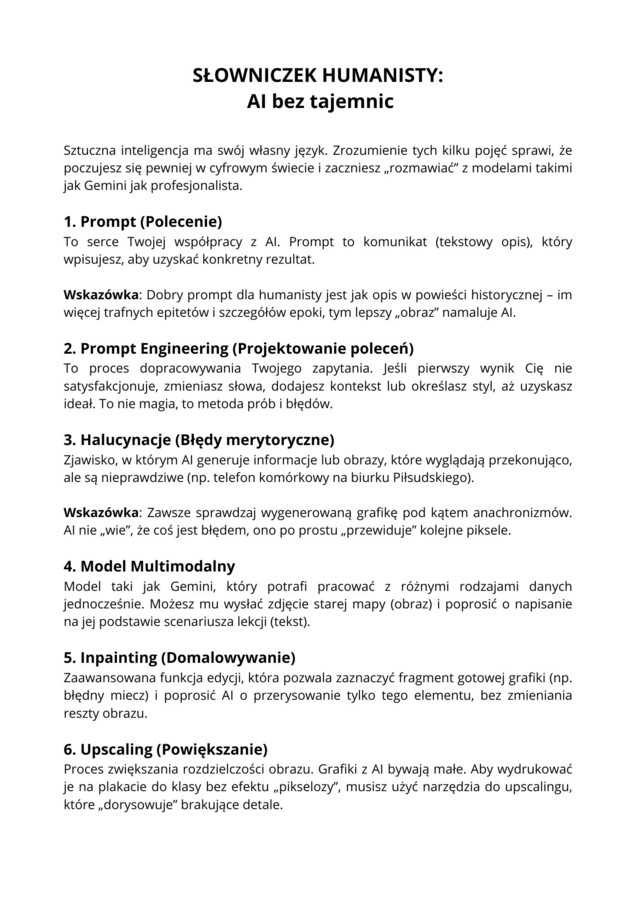 AI w klasie historyka - 50 promptów na grafiki