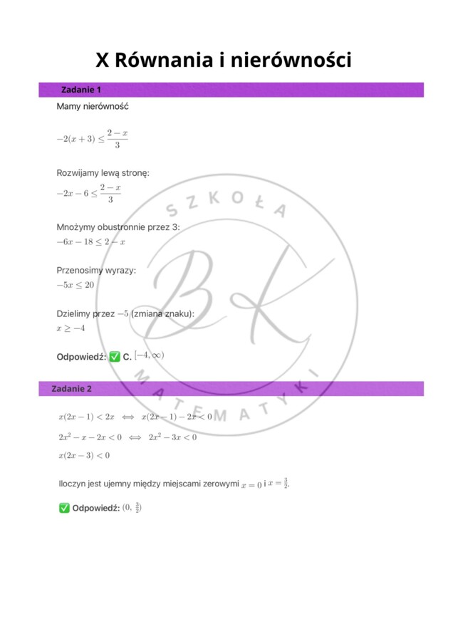 Matematyka bez tajemnic - powtórka do matury na poziomie podstawowym