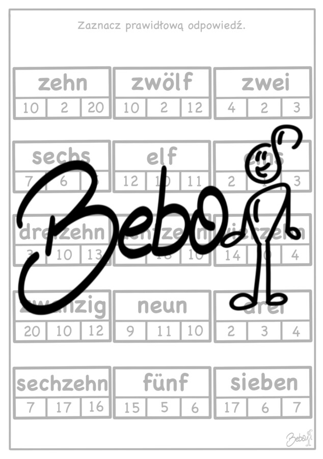 Zahlen 1-12 und 11-20