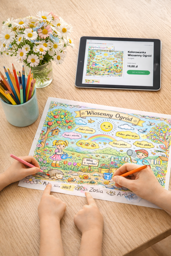 Kolorowanka "Wiosenny ogród"