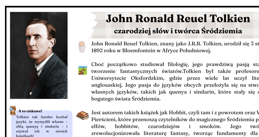 J.R.R. Tolkien - atrakcyjna notatka biograficzna