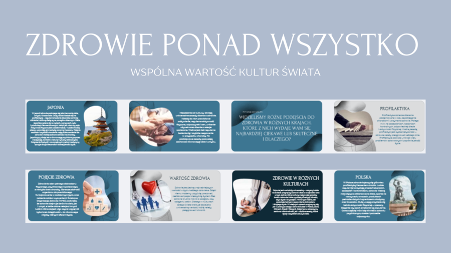 Edukacja Zdrowotna- PREZENTACJA- ZDROWIE PONAD WSZYSTKO- WSPÓLNA WARTOŚĆ KULTUR ŚWIATA – kl 8- 16 SLAJDÓW PDF